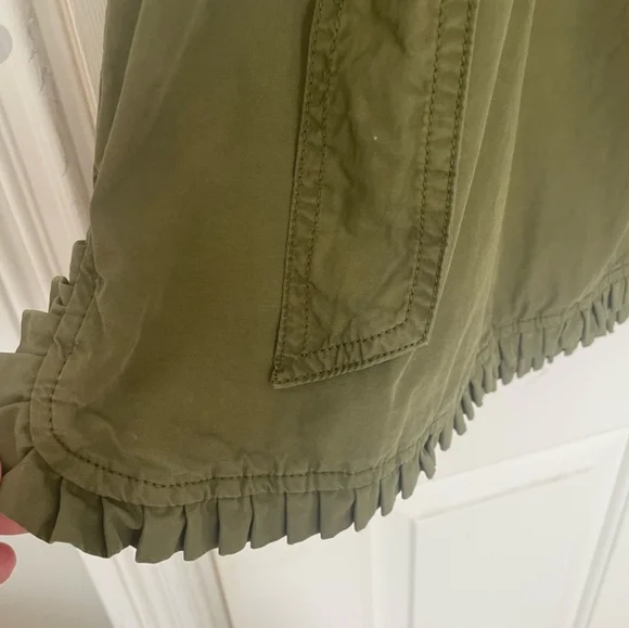 J. CREW Utility Shirt Ruffle Belted Dress - Khaki - Picture 5 of 8